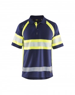 Polo Haute Visibilité Homme Blaklader marine/jaune fluo