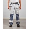 Pantalon artisan bicolore poches libres blanc/gris