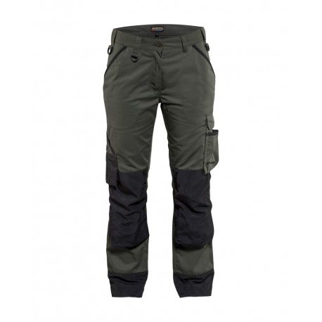 Pantalon paysagiste femme vert armée/noir