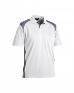 Polo Piqué blanc/gris