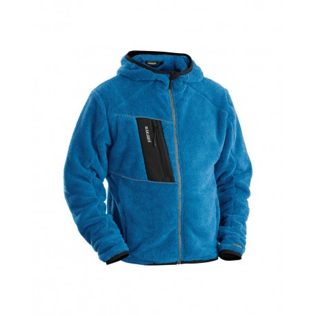Veste à capuche en moumoute bleu