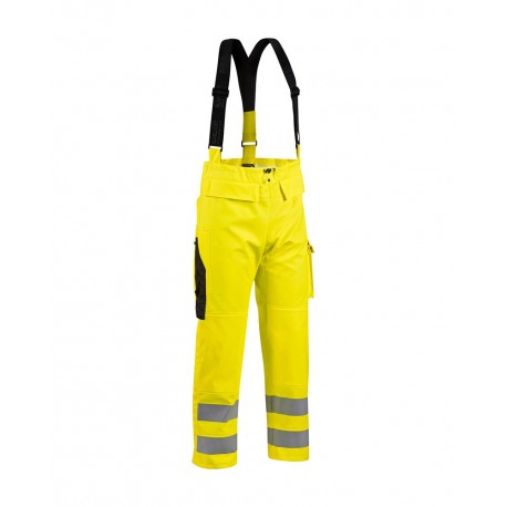 Pantalon de pluie à bretelles jaune